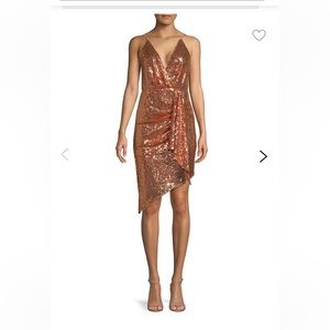 Tfnc Ricki dress sequin wrap dress NWT rose gold